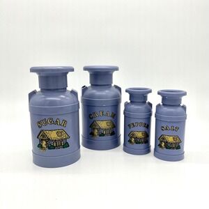 Plastiques Kitchen‎ Canisters Set Cottagecore Sugar Cream Salt Pepper vintage